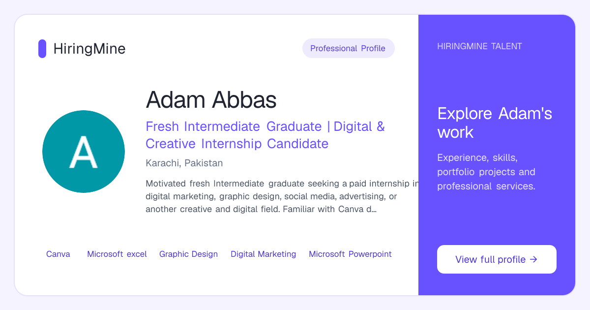 Adam Abbas - Fresh Intermediate Graduate | Digital & Creative ...
